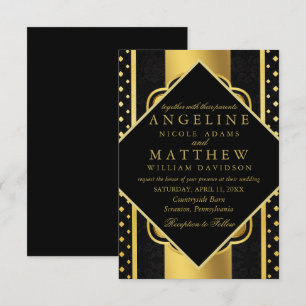 Invitation Élégant chic faux or blanc moderne Mariage Gatsby