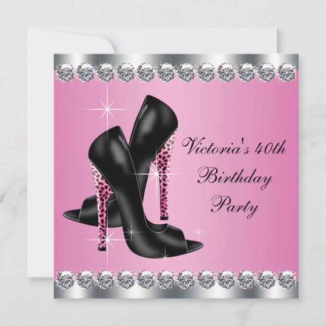 Invitation Élégant Chic Féminin Anniversaire Tache de Léopard (Devant)