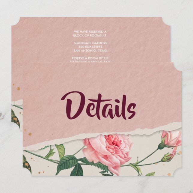Invitation Élégant chic floral (Devant / Derrière)