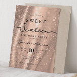 Invitation Elegant Chic Glitter Sweet 16 Birthday Rose Gold<br><div class="desc">Celebrate in Style with Chic Glitter fabric Sweet 16 Invitation. Make your Sweet 16 party unforgettable with the Chic Glitter fabric invitation. Customize with your party details for a chic and elegant touch.</div>