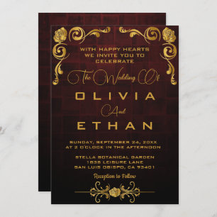 Invitation Élégant Chic Gold Classy Vintage Rustic Mariage