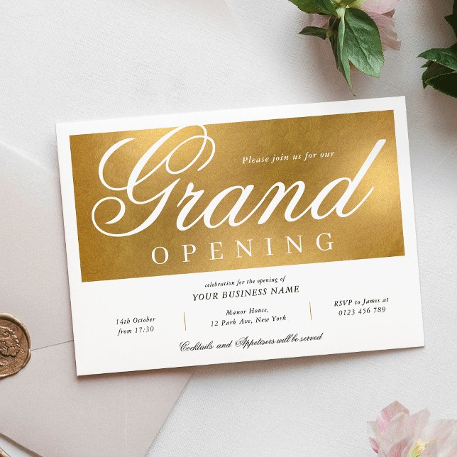 Invitation Elegant & Chic Gold Grand Ouverture d'événement Bu (Elegant & Chic Gold Grand Opening Event Business Invitation)