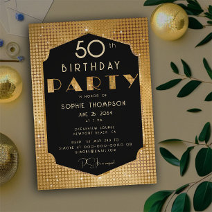 Invitation Elegant Chic Gold Parties scintillant Black Annive