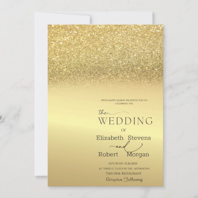 Invitation Elegant Chic Gold Parties scintillant Bokeh Faire- (Devant)