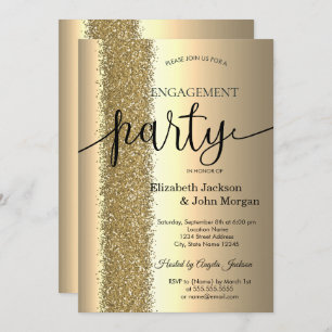 Invitation Elegant Chic Gold Parties scintillant Fiançailles 