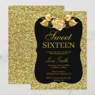 Invitation Elégant Chic Gold Parties scintillant Rose Or Swee