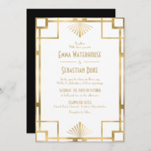 Élégant chic Great Gatsby Art Déco Mariage Invita