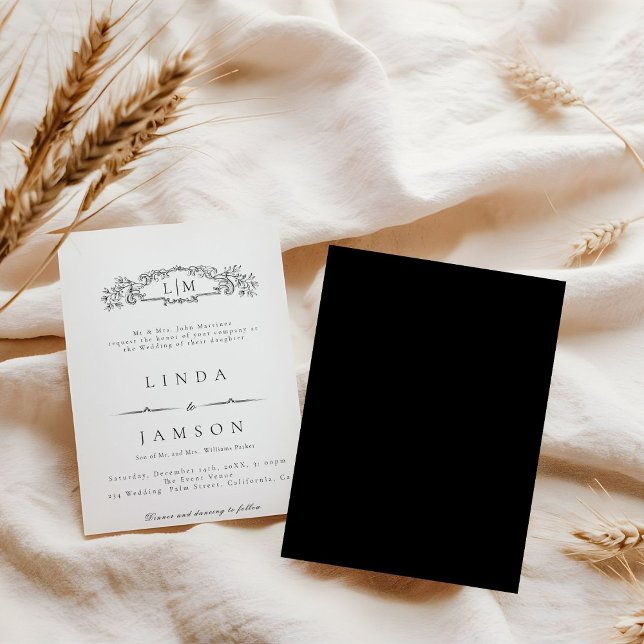 Invitation Élégant & Chic mariage monogramme de crête botaniq (Créateur téléchargé)