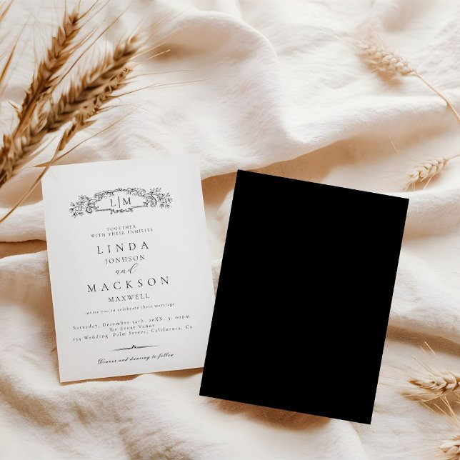 Invitation Élégant & Chic mariage monogramme de crête botaniq (Créateur téléchargé)