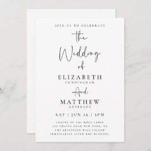 Invitation Élégant Chic Moderne Mariage de typographie simple