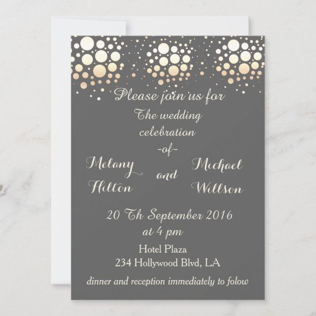 Invitation Elégant chic moderne or/bronze confetti mariage (Devant)