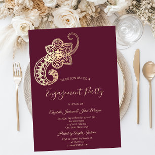 Invitation Élégant Chic Or Paisley
