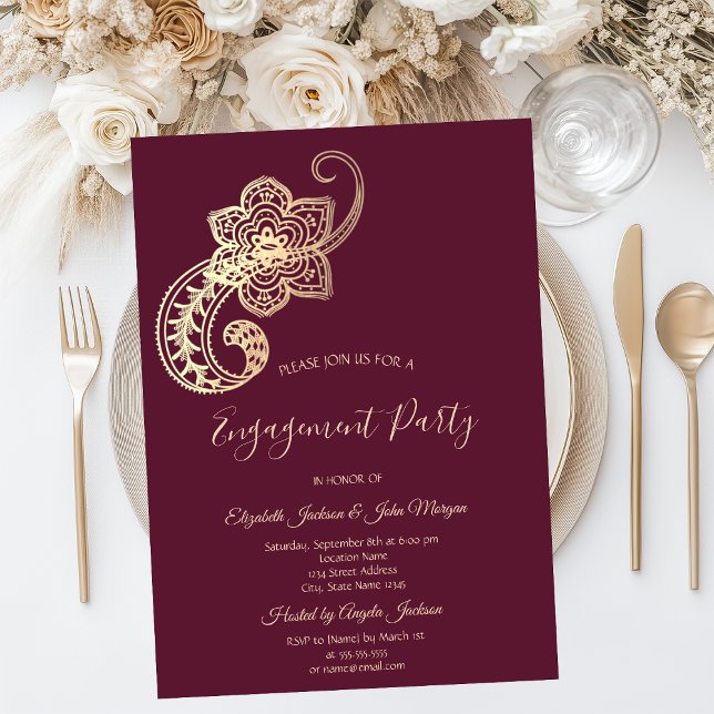 Invitation Élégant Chic Or Paisley  (Créateur téléchargé)