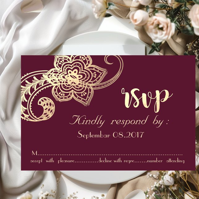Invitation Élégant Chic Or Paon RSVP (Créateur téléchargé)