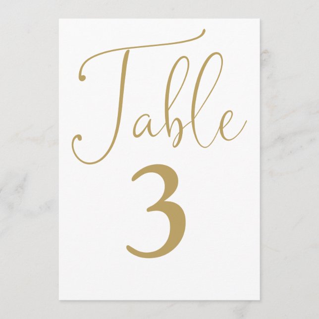 Invitation Élégant Chic Or Simple Grand Nombre De Table (Devant)