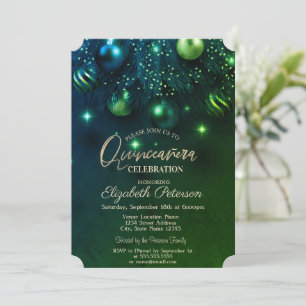 Invitation Élégant Chic Ornements Élégants Quinceañera Verte