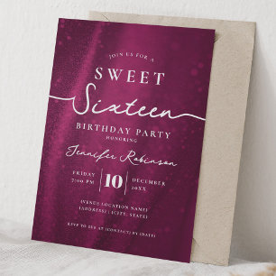 Invitation Élégant Chic Paillettes Douce 16e Anniversaire Ros