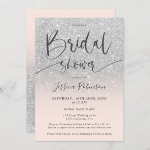 Invitation Élégant chic parties scintillant argent script dou