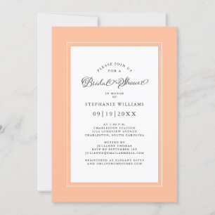Invitation Elegant Chic Peach Mariage Fête des mariées Party