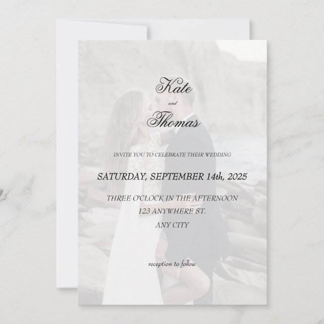 Invitation Elegant Chic Romantic Minimalist Classic White (Devant)