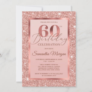 Invitation Élégant chic rose feuille parties scintillant or 6