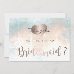 Invitation Elégant Chic Rose Gold Heart Bridesmaid Card