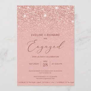 Invitation Elégant chic rose or parties scintillant scintille