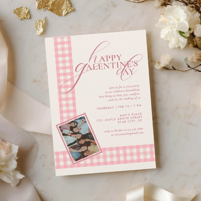 Invitation Élégant Chic Rose Typographie Galentines Day (Créateur téléchargé)