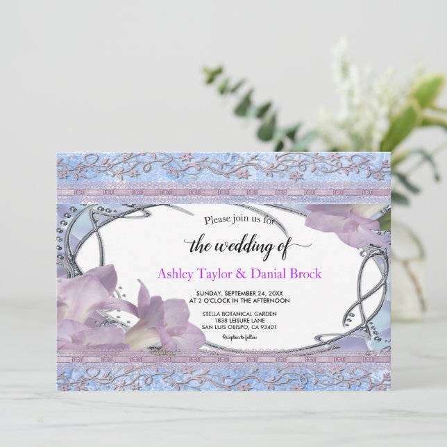 Invitation Élégant Chic Script Fancy Luxe Mariage (Debout devant)