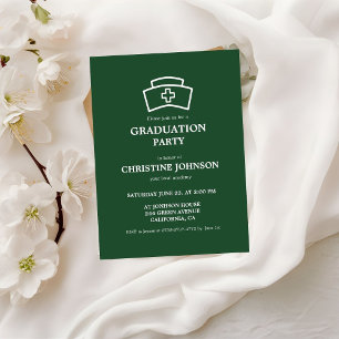 Invitation Élégant Chic Typographie Infirmière Parti de Gradu
