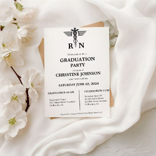 Invitation Élégant Chic Typographie Infirmière Parti de Gradu
