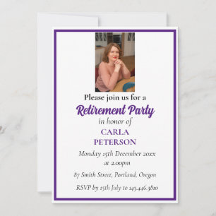 Invitation Élégant Chic violet royale parti de retraite Photo