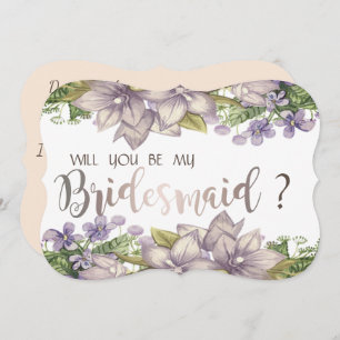 Invitation Elégant Chic Watercolor Flowers Bridesmaid Card