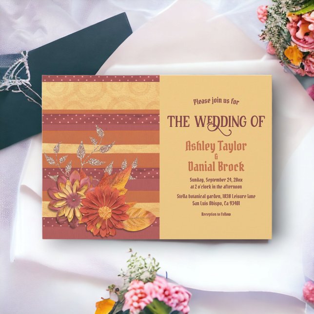 Invitation Élégant Chic Whimsical Calligraphie Floral Mariage (Créateur téléchargé)