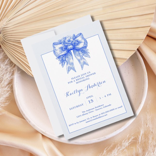 Invitation Élégant Chinoiserie Bleu et Blanc pour une Douche  (Créateur téléchargé)