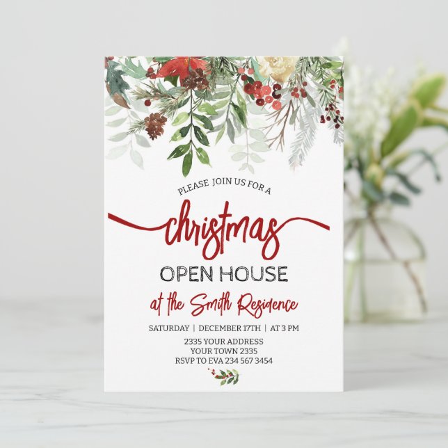 Invitation Elegant Christmas Holiday Open House Party (Debout devant)