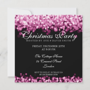 Invitation Elegant Christmas Party Pink Shimmering Lights