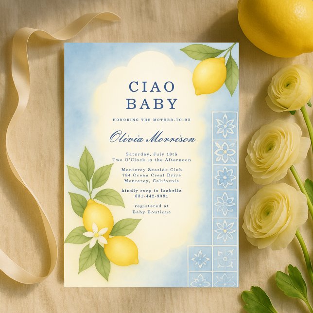 Invitation Elegant Ciao Baby Italian Baby Shower (Créateur téléchargé)