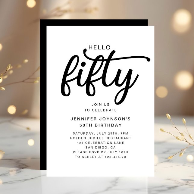 Invitation Elégant Cinquante 50e Anniversaire  (Elegant Fifty 50th Birthday Invitation Digital Download)