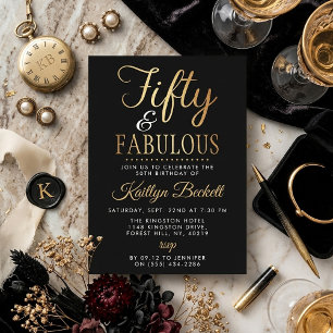 Invitation Elegant Cinquante et Fabuleux ! Soirée du 50e anni