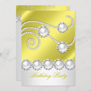 Invitation Elégant citron bijou blanc diamants fête d'anniver