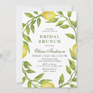 Invitation Elégant citrons aquarelle FÊTE DES MARIÉES verte