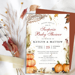 Invitation Élégant Citrouille botanique Automne Baby shower d