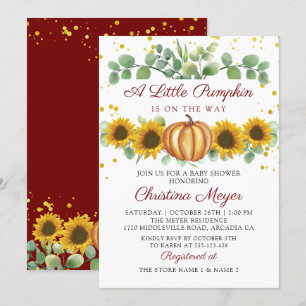 Invitation Élégant Citrouille d'automne tournesols Baby showe