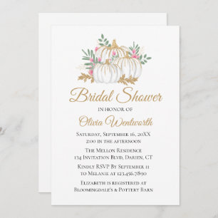Invitation Élégant Citrouille d'or rose Fête de l'mariée d'au