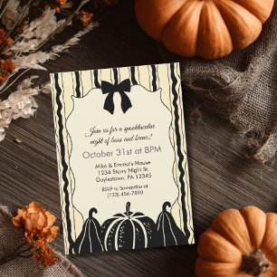 Invitation Elégant Citrouilles de Bow et rayures chic Hallowe