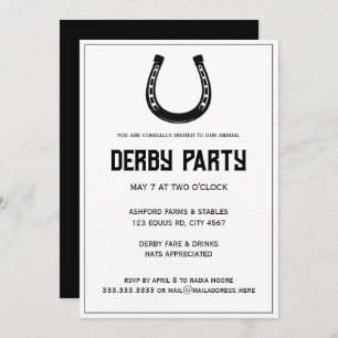 Invitation Élégant Classic Black White Horse Race Derby Party