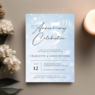 Invitation Elegant classic blue watercolor 25th anniversary