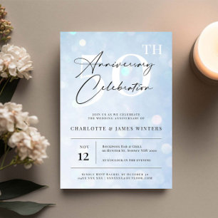 Invitation Elegant classic blue watercolor 50th anniversary