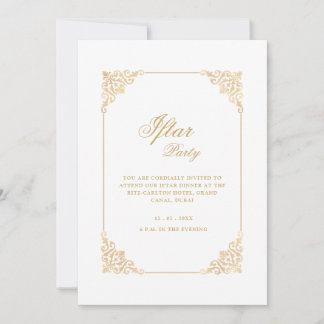 Invitation Elegant Classic Frame Gold Script Iftar Party